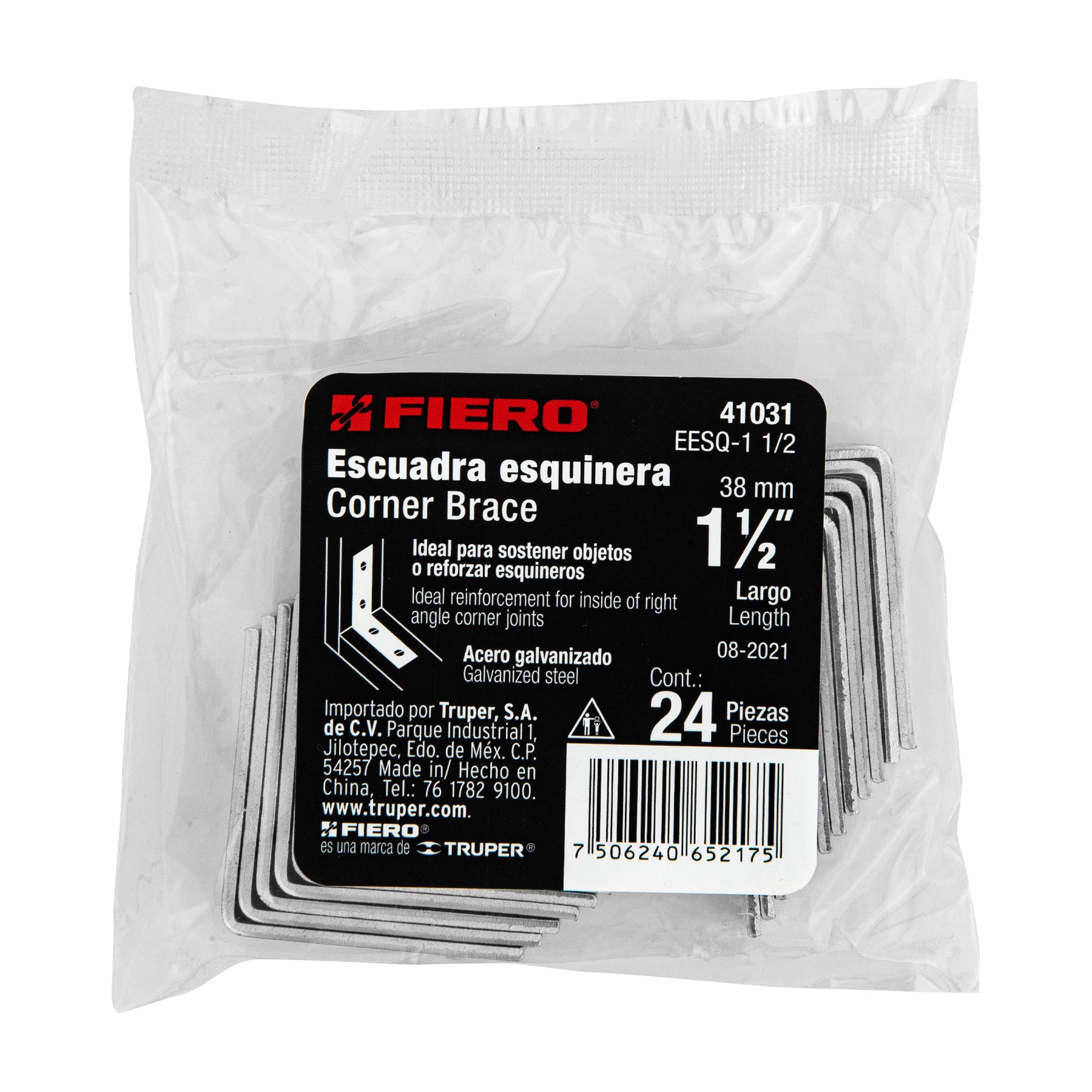 Esquinero Repicero 1"1/2 (38 mm) Fiero Bolsa con 24 Piezas