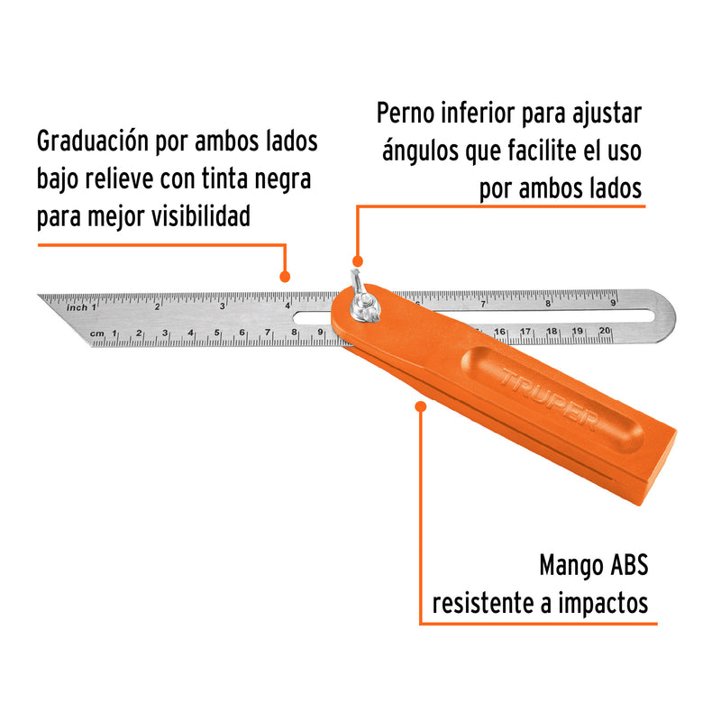 Escuadra Falsa 8" de Acero Inoxidabe Truper