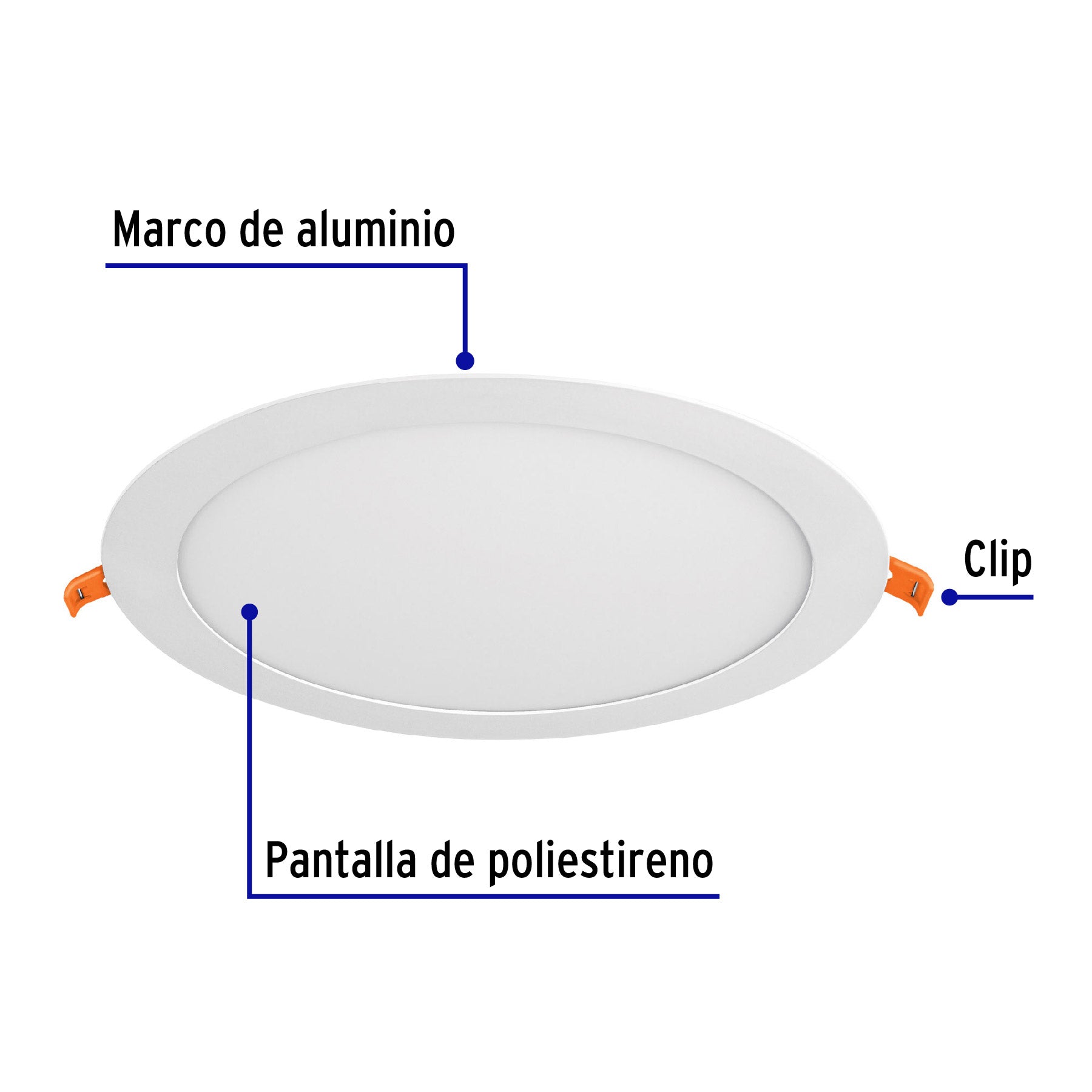 Luminario de Empotrar LED Redondo Volteck 18 Watts Luz de Dia