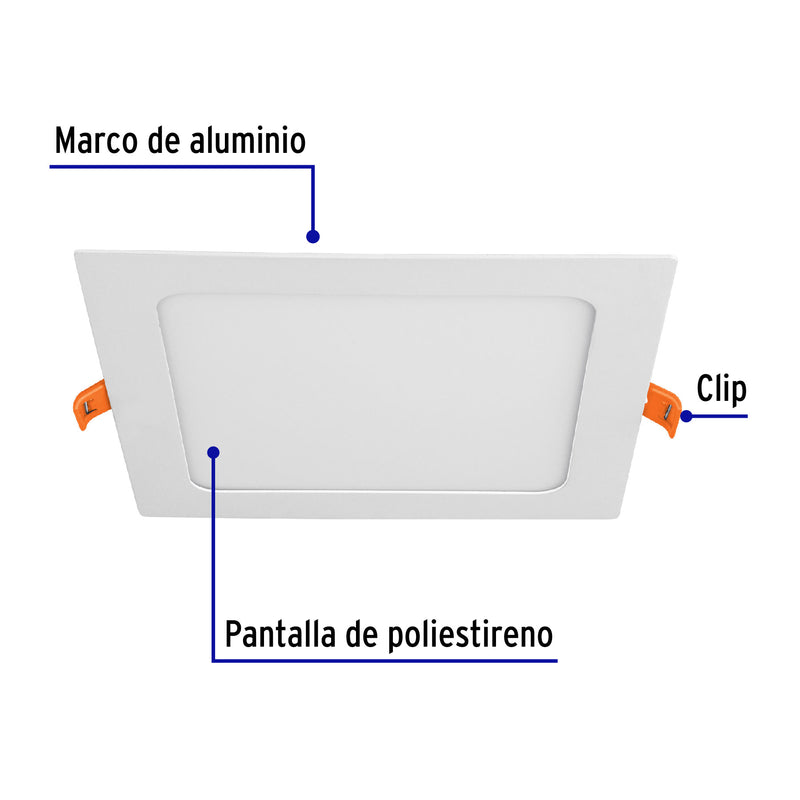 Luminario de Empotrar LED Cuadrado Volteck 12 Watts Luz Blanca