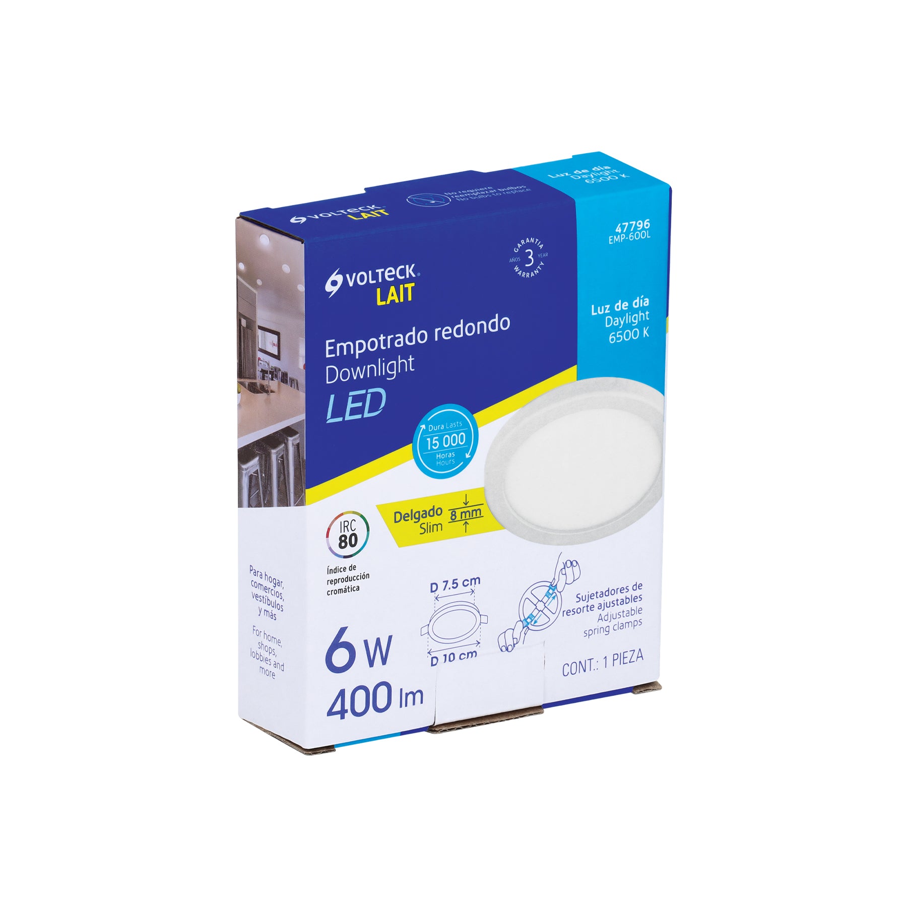 Luminario de Empotrar LED Redondo Ajustable Volteck  6 Watts Luz Blanca