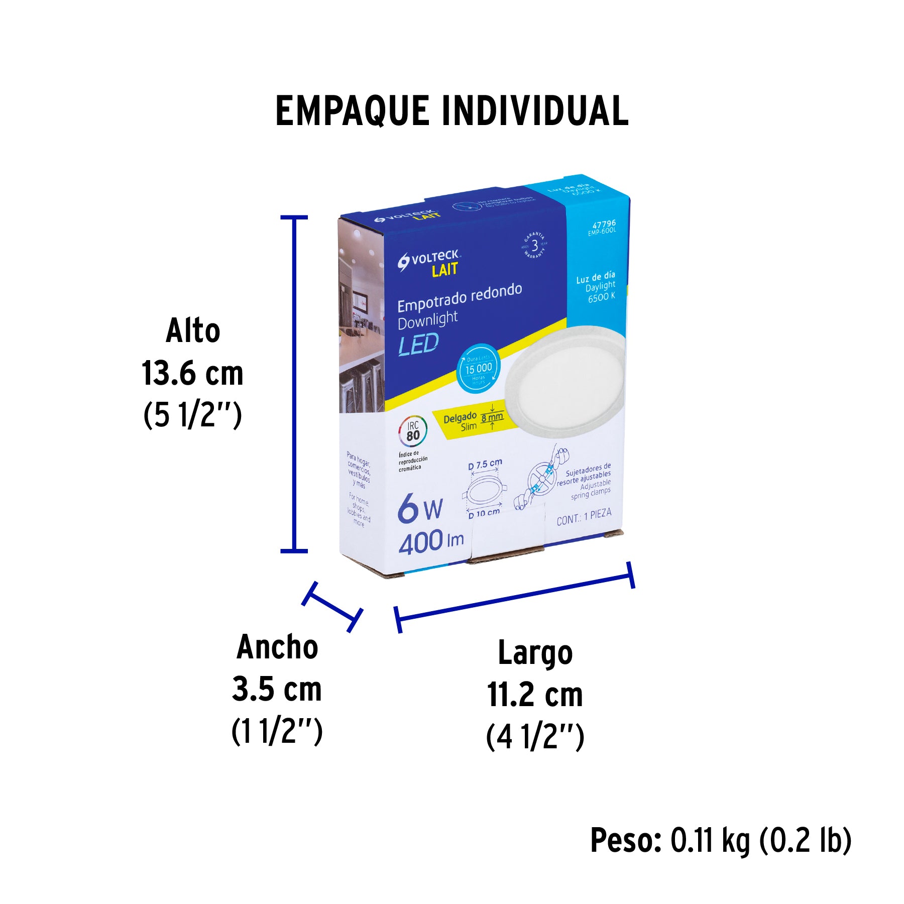 Luminario de Empotrar LED Redondo Ajustable Volteck  6 Watts Luz Blanca