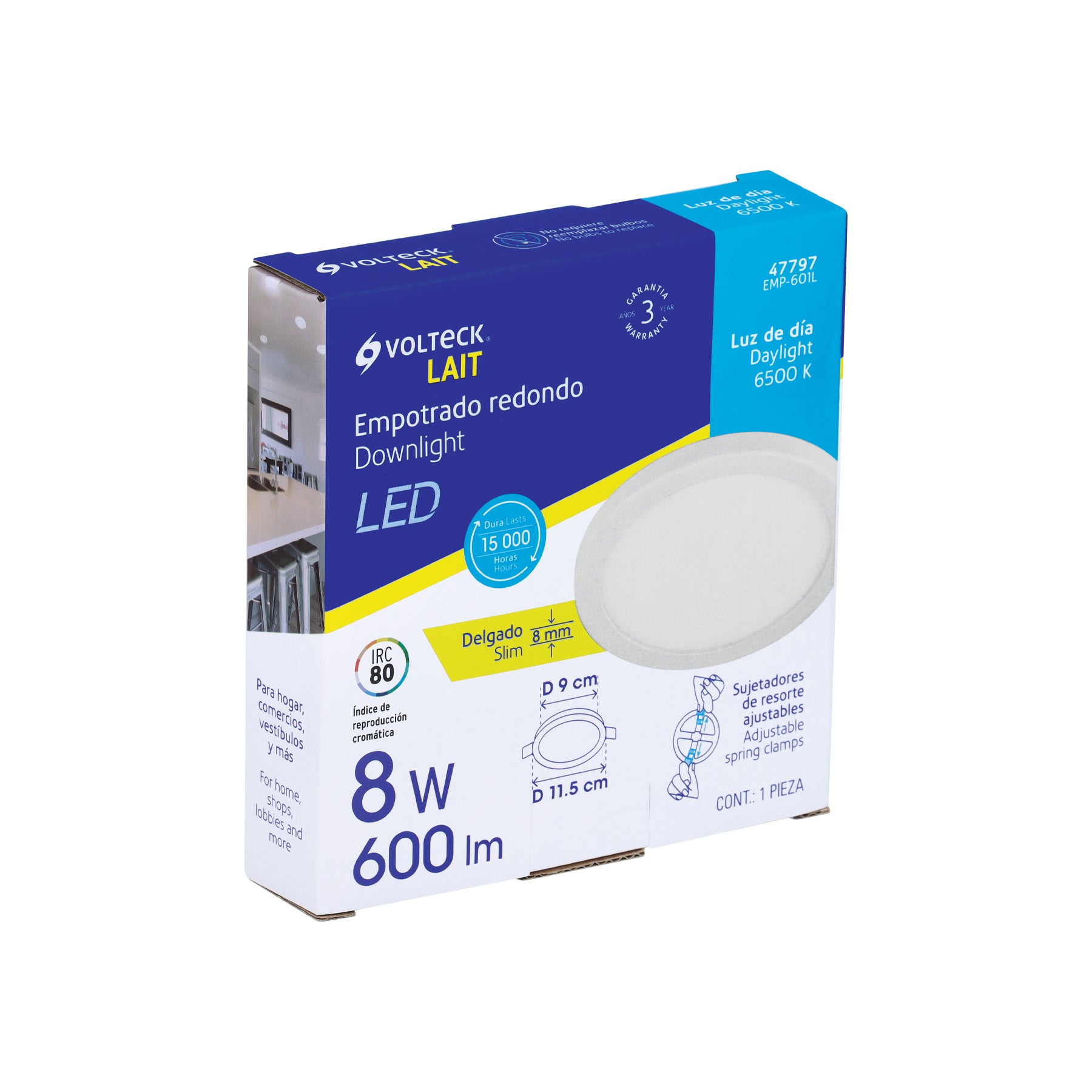 Luminario de Empotrar LED Redondo Ajustable Volteck  8 Watts Luz Blanca