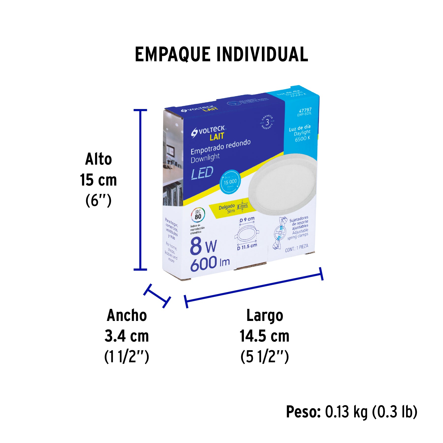 Luminario de Empotrar LED Redondo Ajustable Volteck  8 Watts Luz Blanca