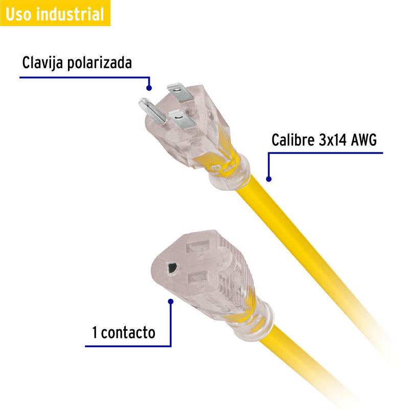 Extension Electrica Reforzada Aterrizada Volteck 30 Metros