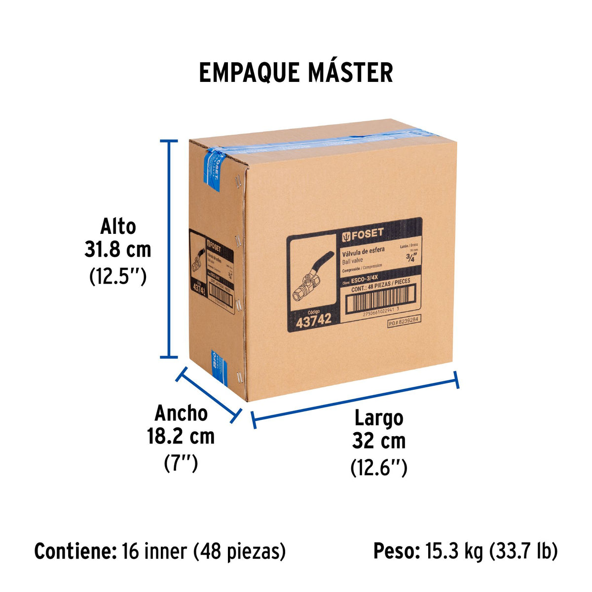 Valvula Esfera de Compresion Foset  3/4"