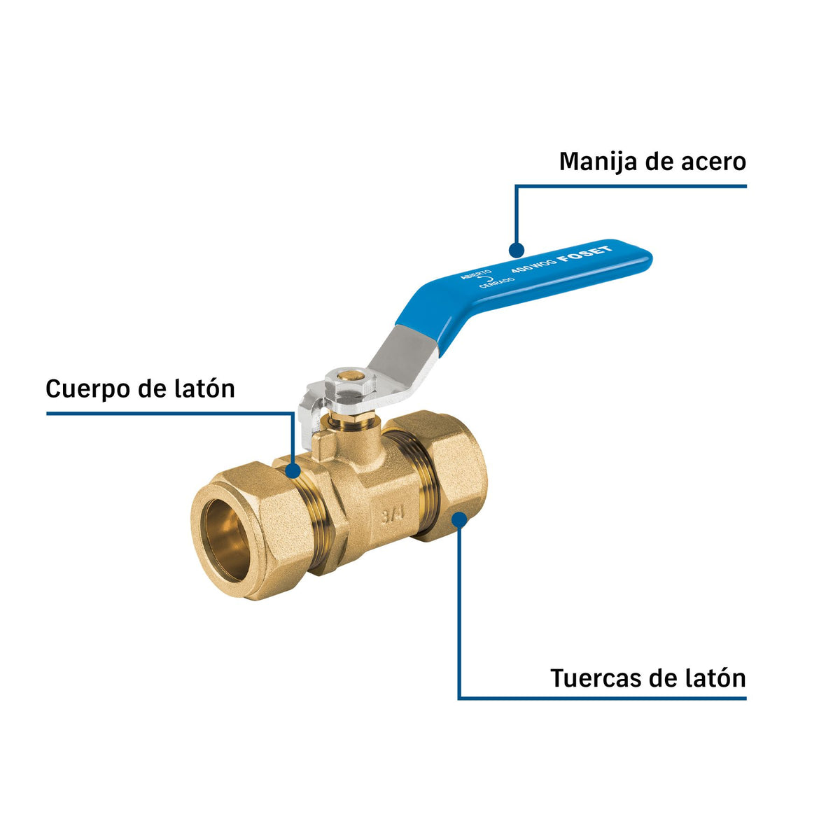 Valvula Esfera de Compresion Foset  3/4"
