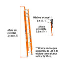 Escalera de Extension Fibra de Vidrio Tipo II Truper 20 Peldaños
