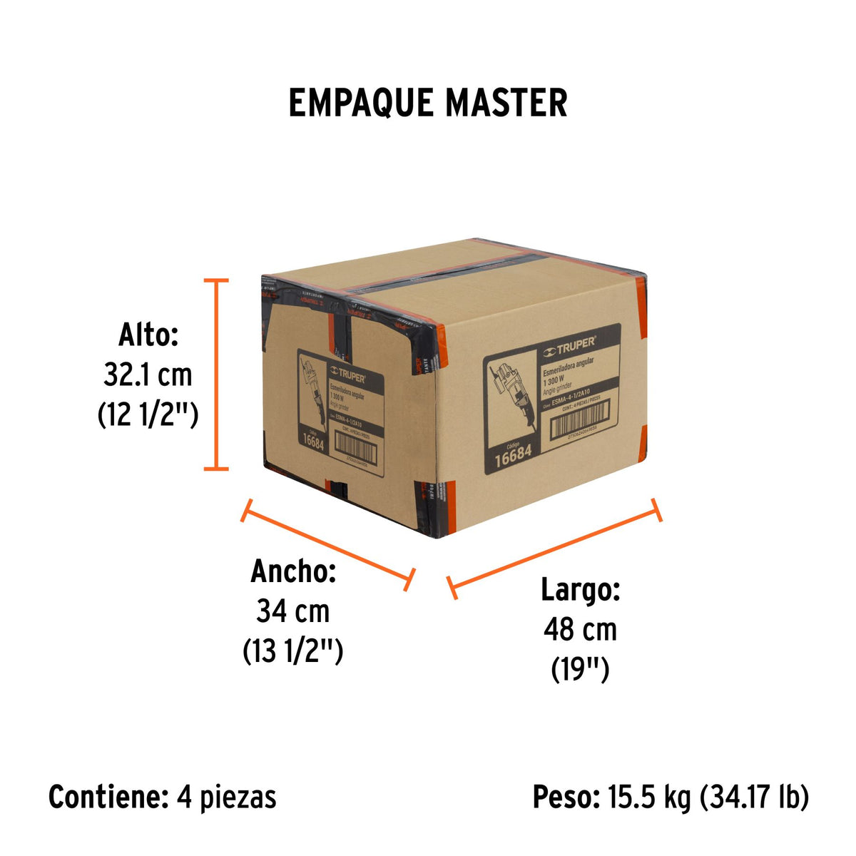 Esmeriladora Angular 4"1/2 - 1,300 Watts TRUPER PRO