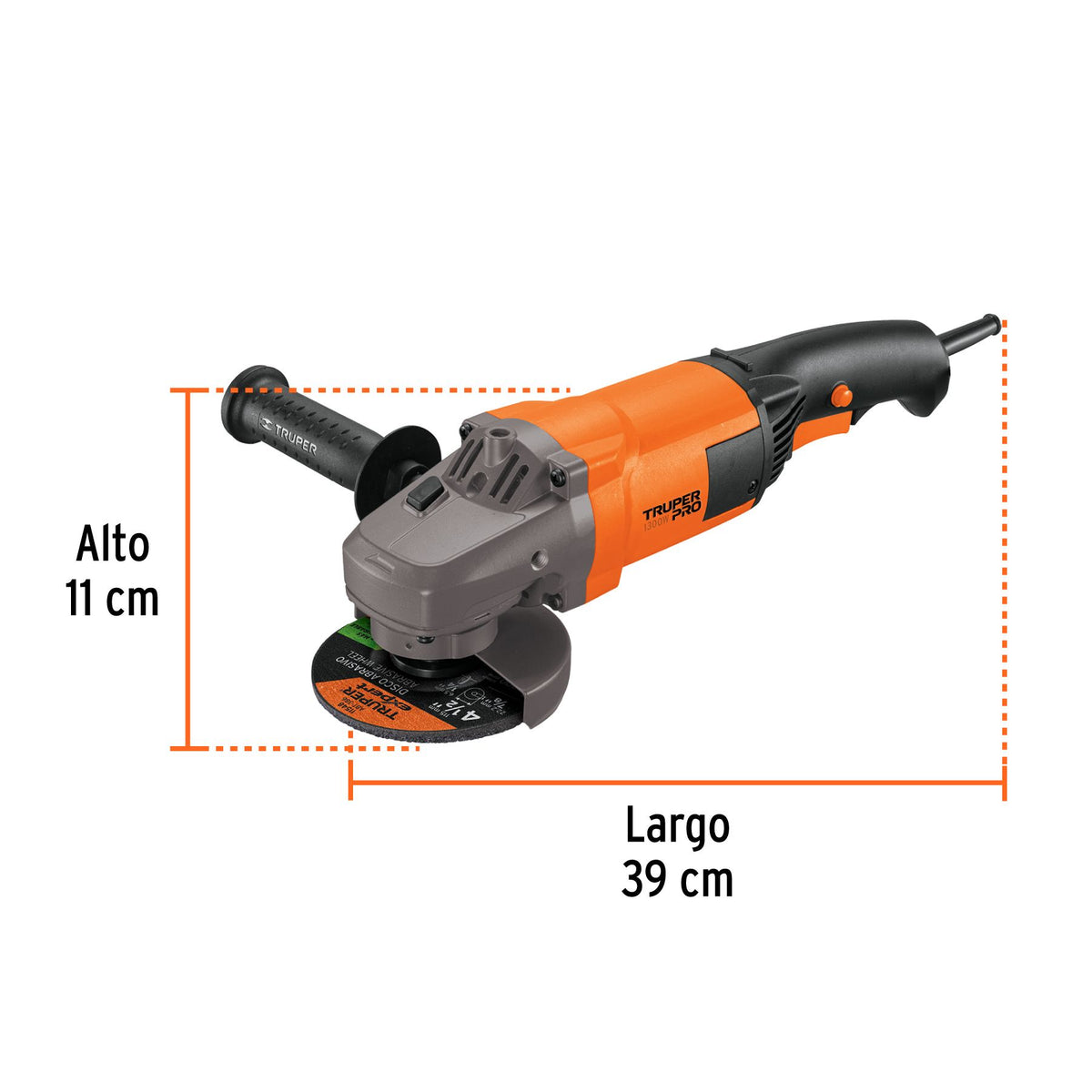 Esmeriladora Angular 4"1/2 - 1,300 Watts TRUPER PRO