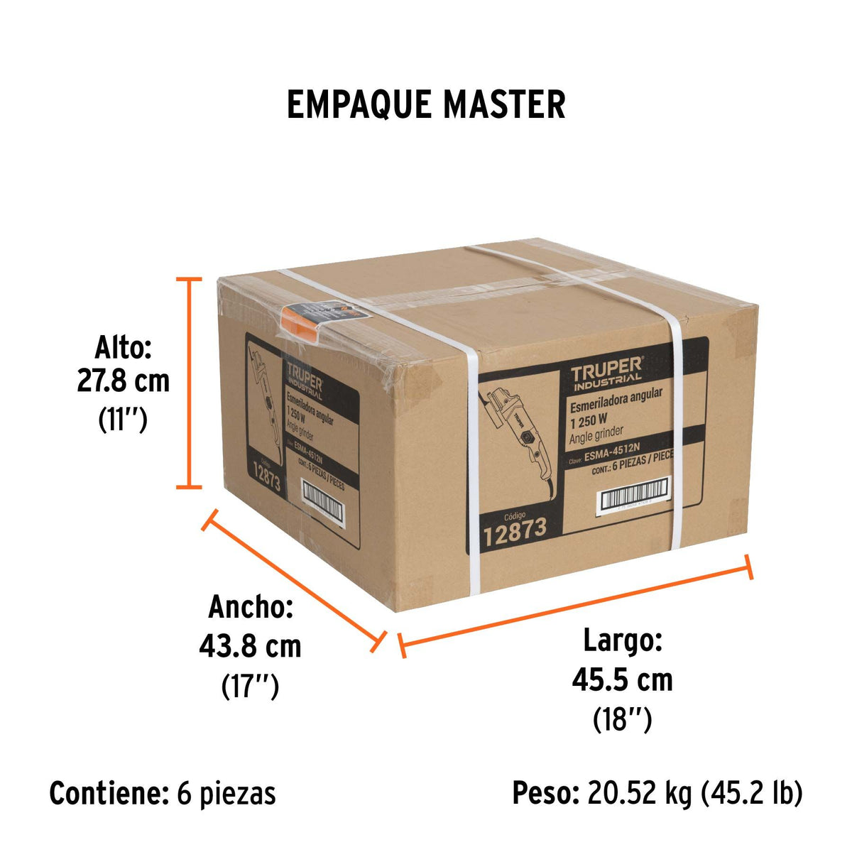 Esmeriladora Angular 4"1/2 - 1,250 Watts TRUPER INDUSTRIAL