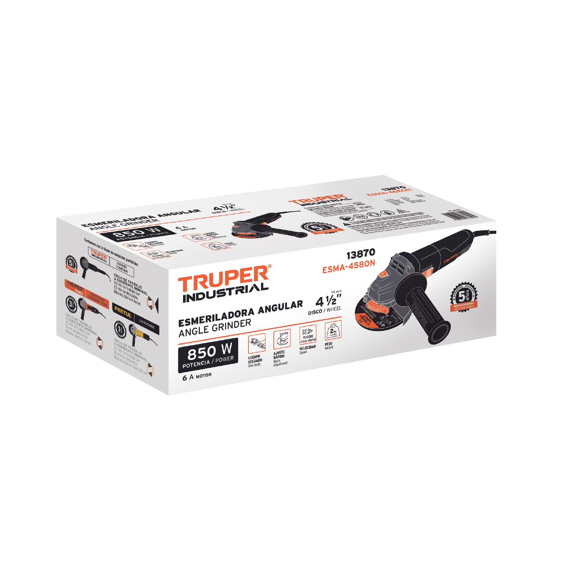 Esmeriladora Angular 4"1/2 -  850 Watts Truper Industrial