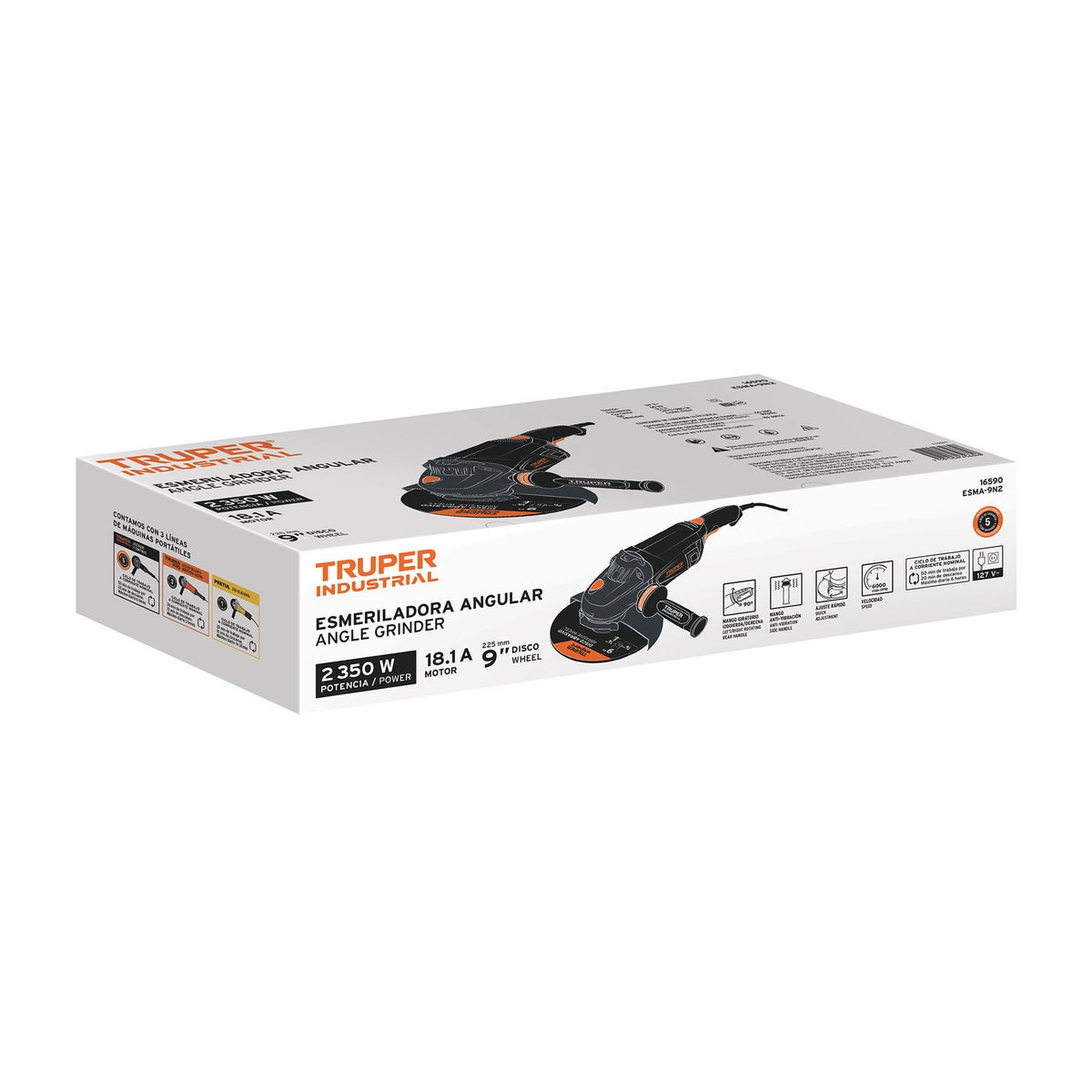 Esmeriladora Angular 9" - 2,350 Watts TRUPER INDUSTRIAL