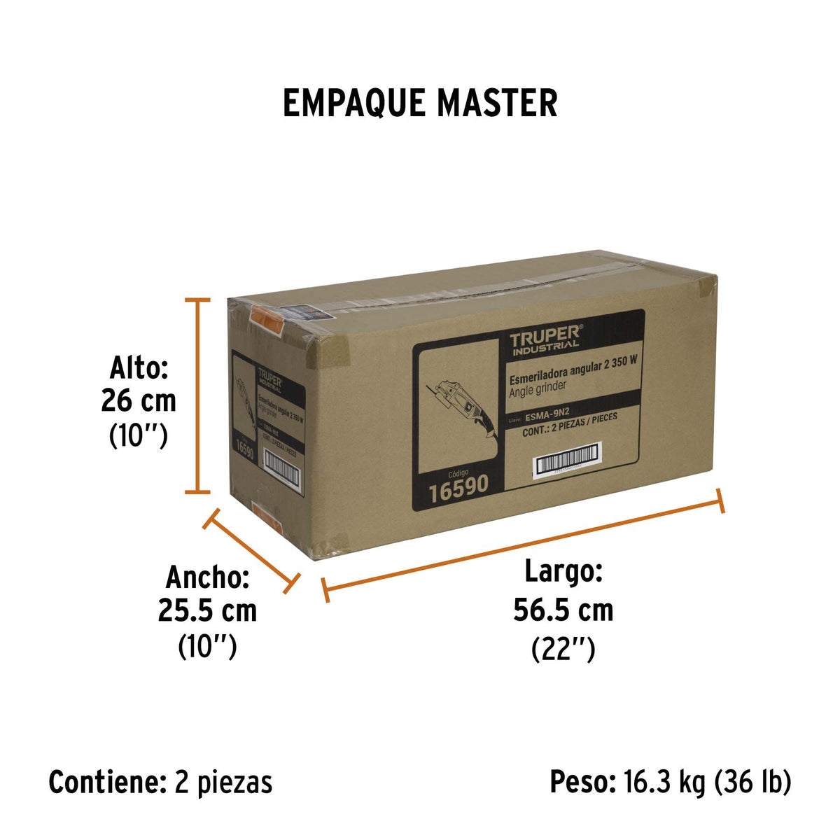 Esmeriladora Angular 9" - 2,350 Watts TRUPER INDUSTRIAL