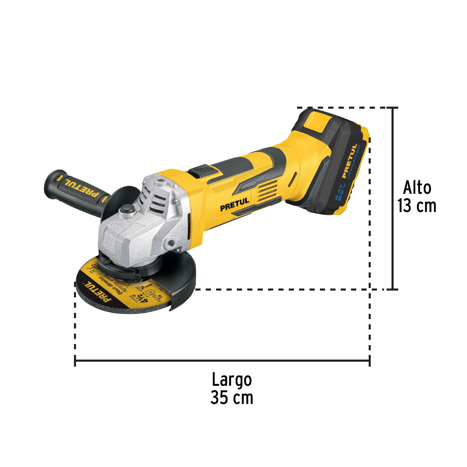 Esmeriladora Angular Inalambrica 20 Volts 4"1/2 Pretul