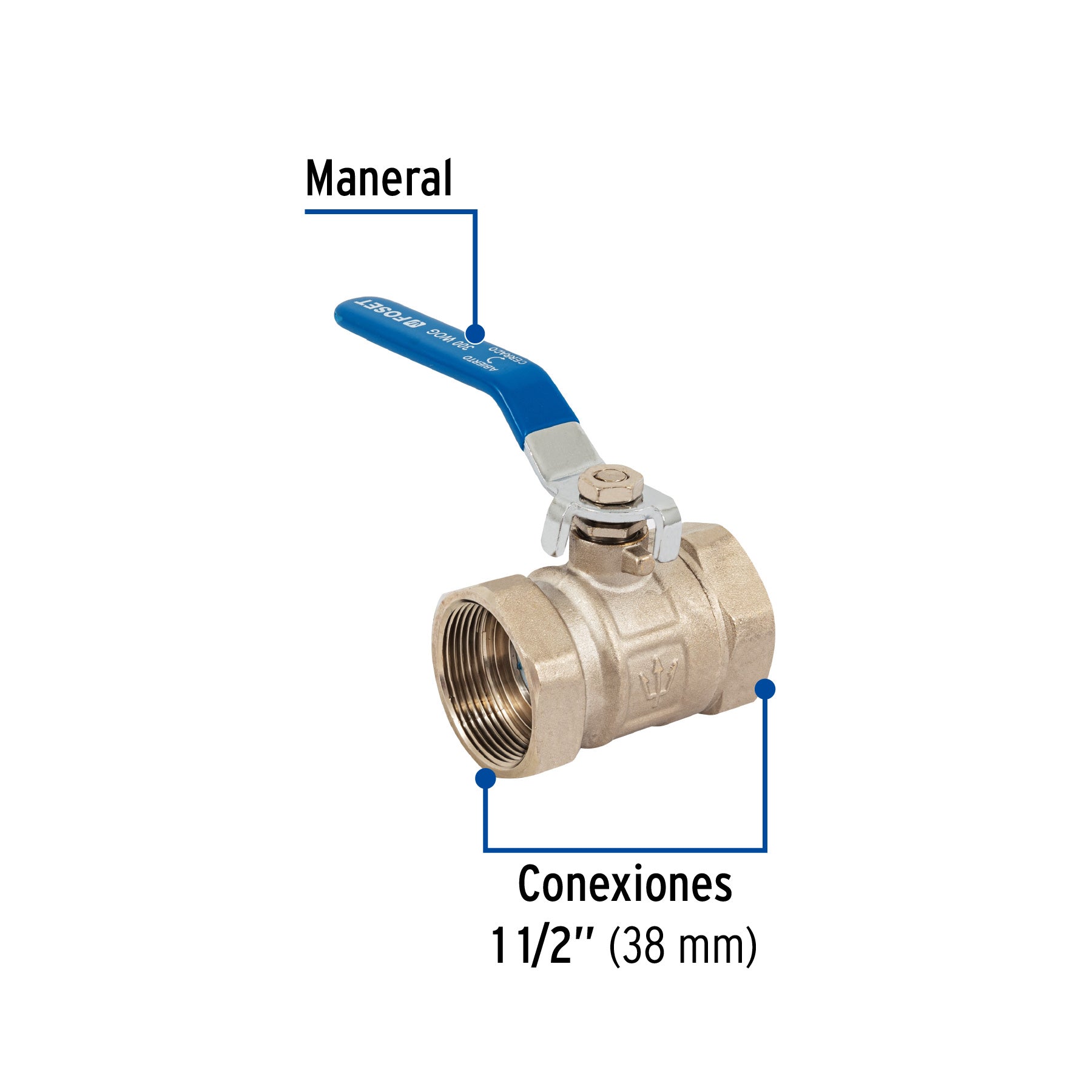 Valvula Esfera Roscable WOG Foset 300 PSI 1"1/2 (38 mm)