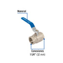 Valvula Esfera Roscable WOG Foset 600 PSI 1"1/4 (32 mm)