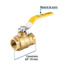 Valvula Esfera para Gas Roscable WOG Alta Presion Foset  3/4" (19 mm)