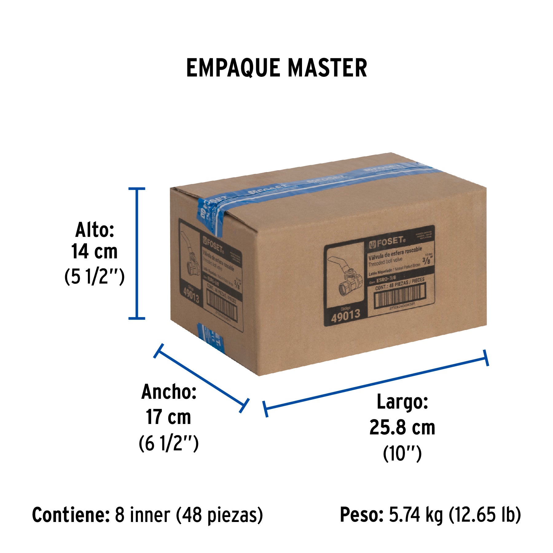 Valvula Esfera Roscable WOG Foset 200 PSI 3/8" (10 mm)