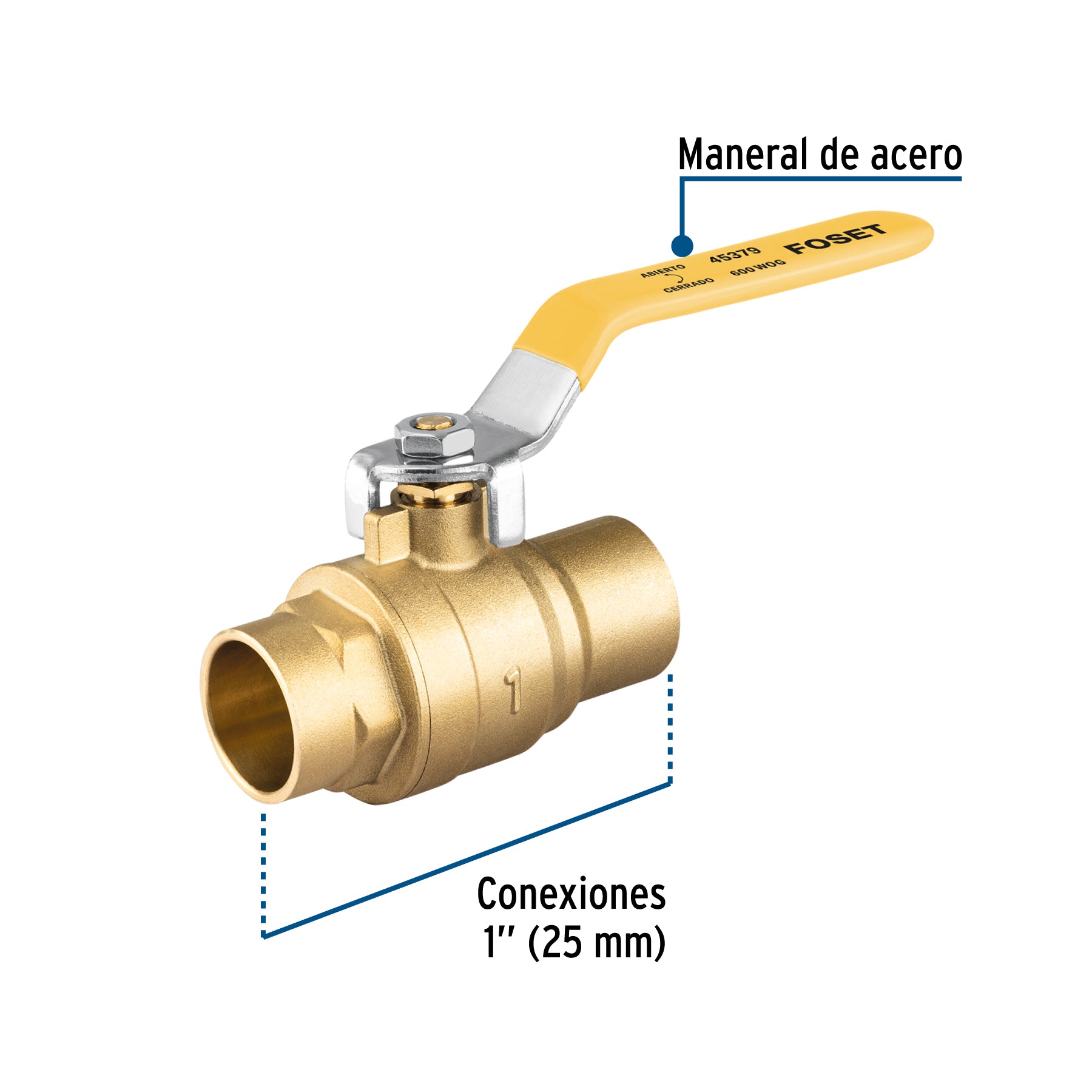 Valvula Esfera para Gas Soldable WOG Alta Presion Foset 1" (25 mm)