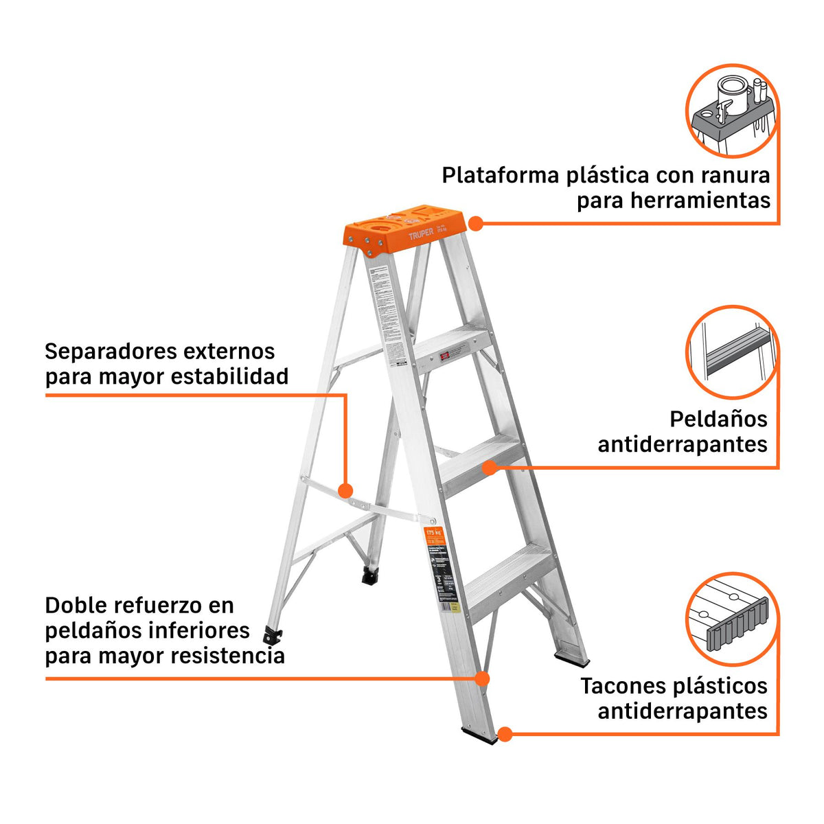 Escalera de Tijera Tipo II Truper 3 Peldaños