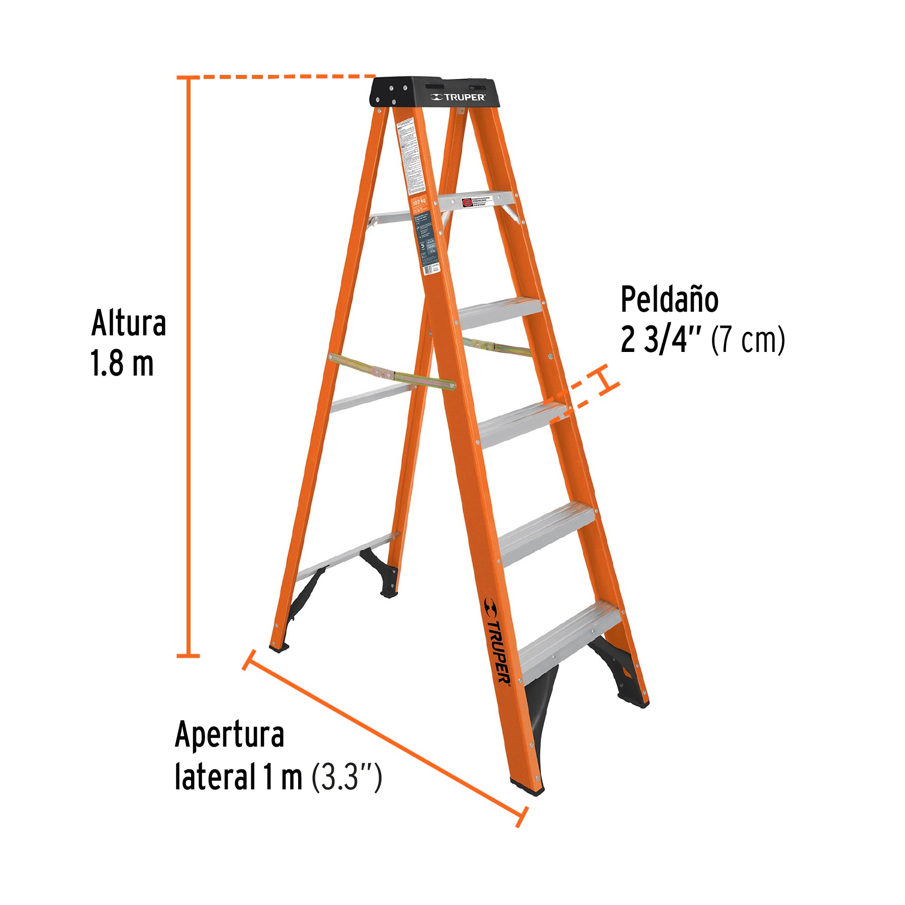 Escalera Tipo Tijera Fibra de Vidrio Tipo II Truper 5 Peldaños