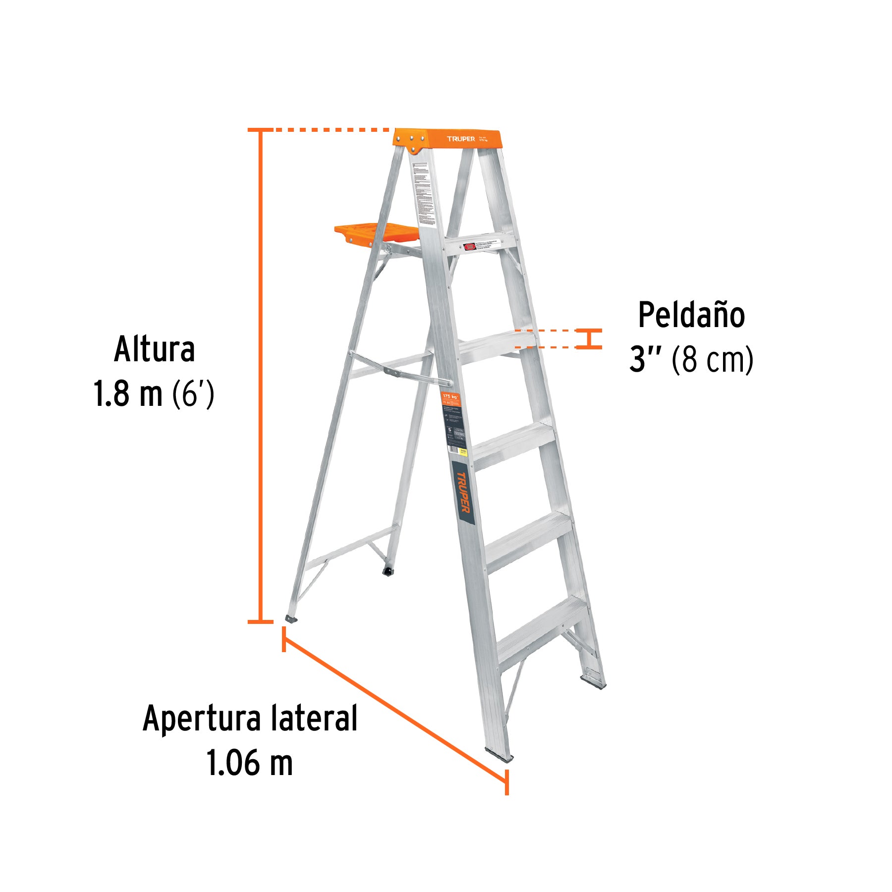 Escalera Tipo Tijera Tipo II Truper 5 Peldaños con Bandeja