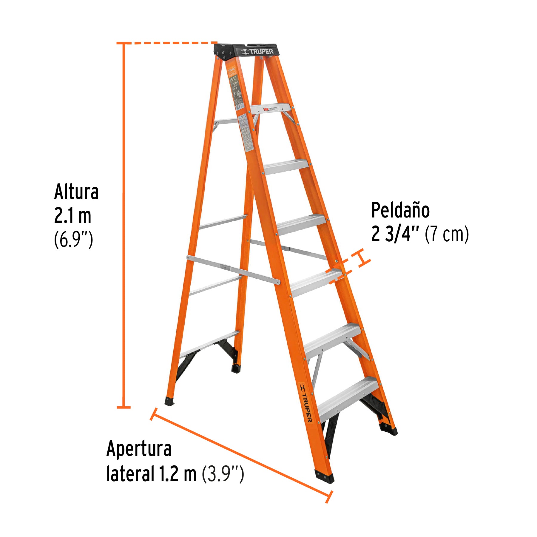 Escalera Tipo Tijera Fibra de Vidrio Tipo II Truper 6 Peldaños