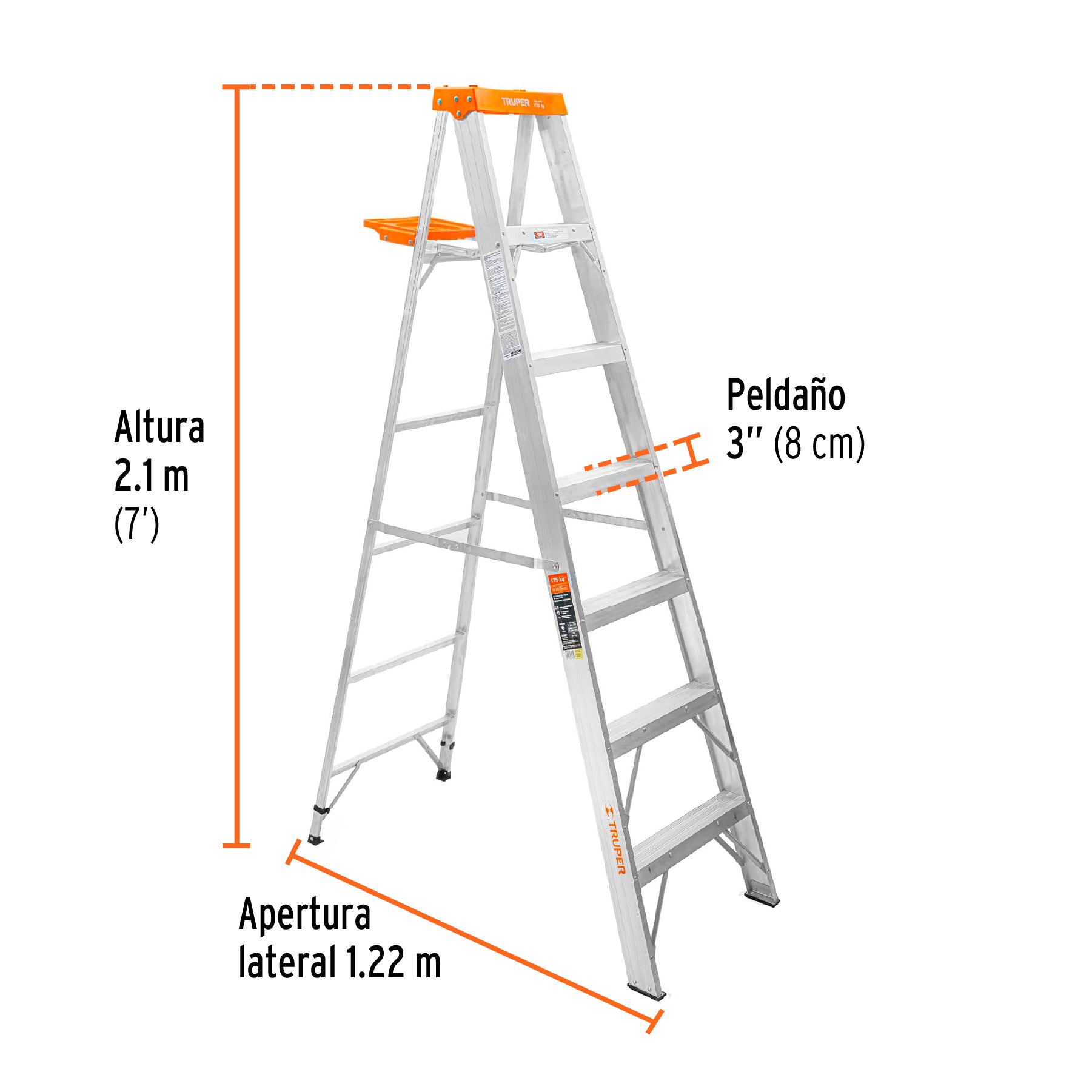 Escalera Tipo Tijera Tipo II Truper 6 Peldaños con Bandeja