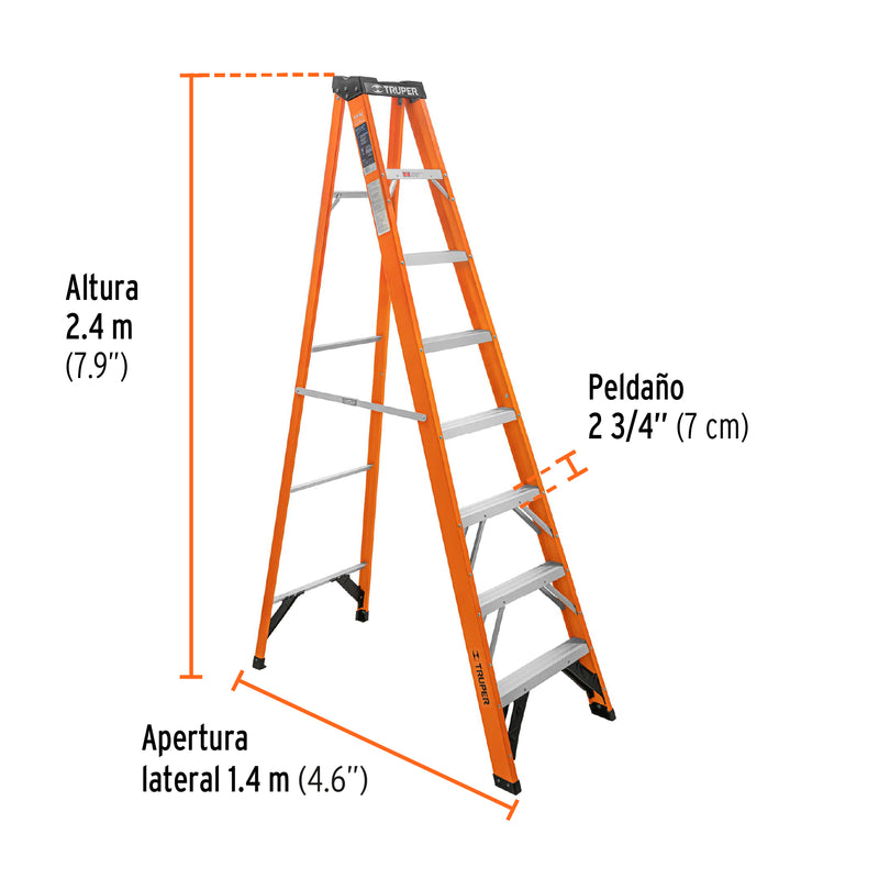 Escalera Tipo Tijera Fibra de Vidrio Tipo II Truper 7 Peldaños