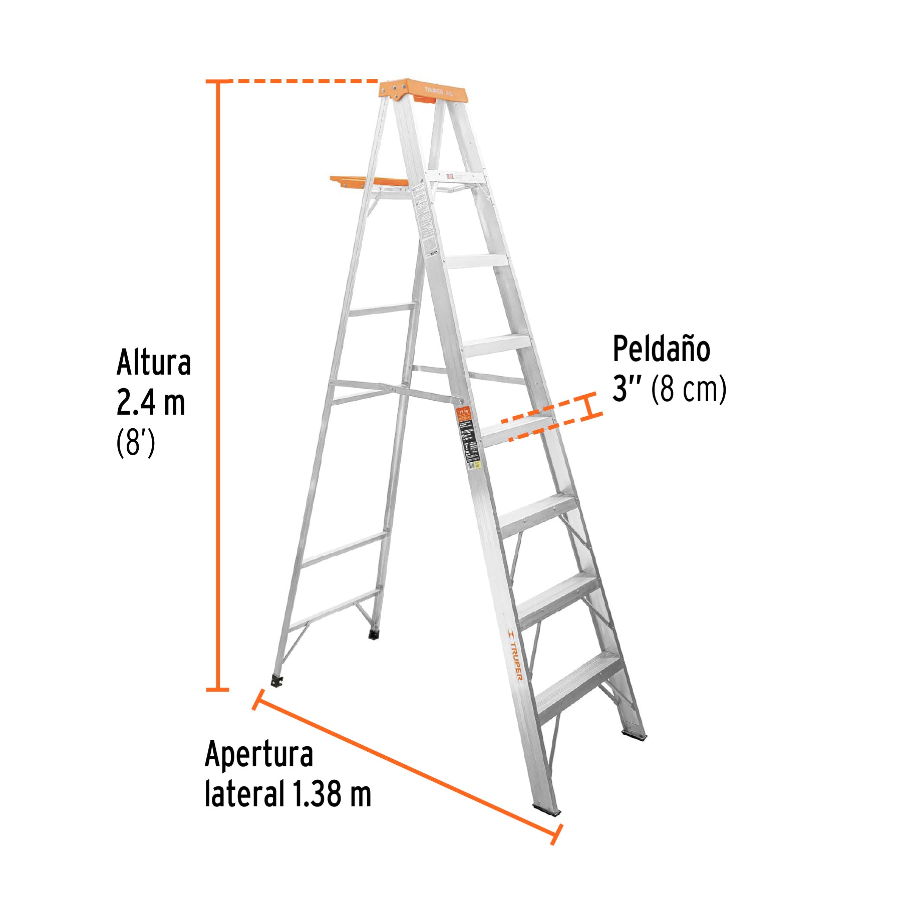 Escalera Tipo Tijera Tipo II Truper 7 Peldaños con Bandeja