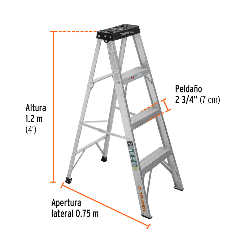 Escalera Tipo Tijera Tipo III Truper 3 Peldaños sin Bandeja