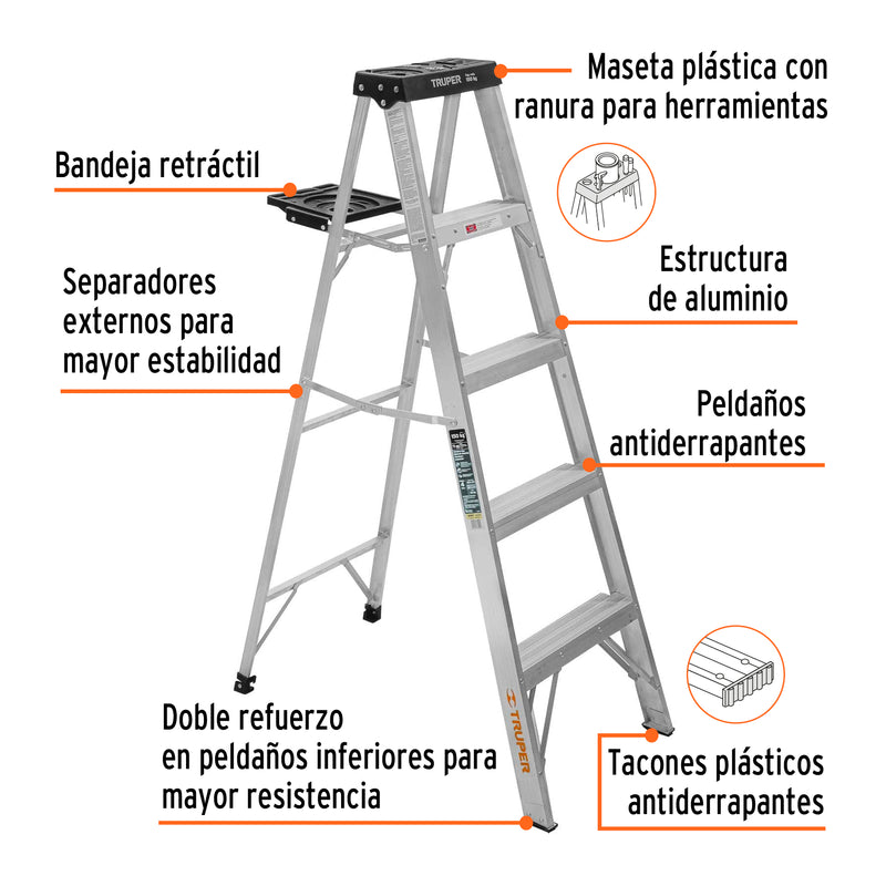 Escalera Tipo Tijera Tipo III Truper 4 Peldaños con Bandeja