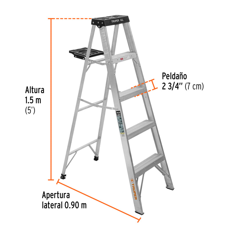 Escalera Tipo Tijera Tipo III Truper 4 Peldaños con Bandeja