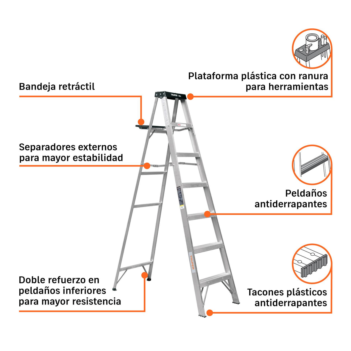 Escalera de Tijera Tipo III Truper 6 Peldaños y Bandeja