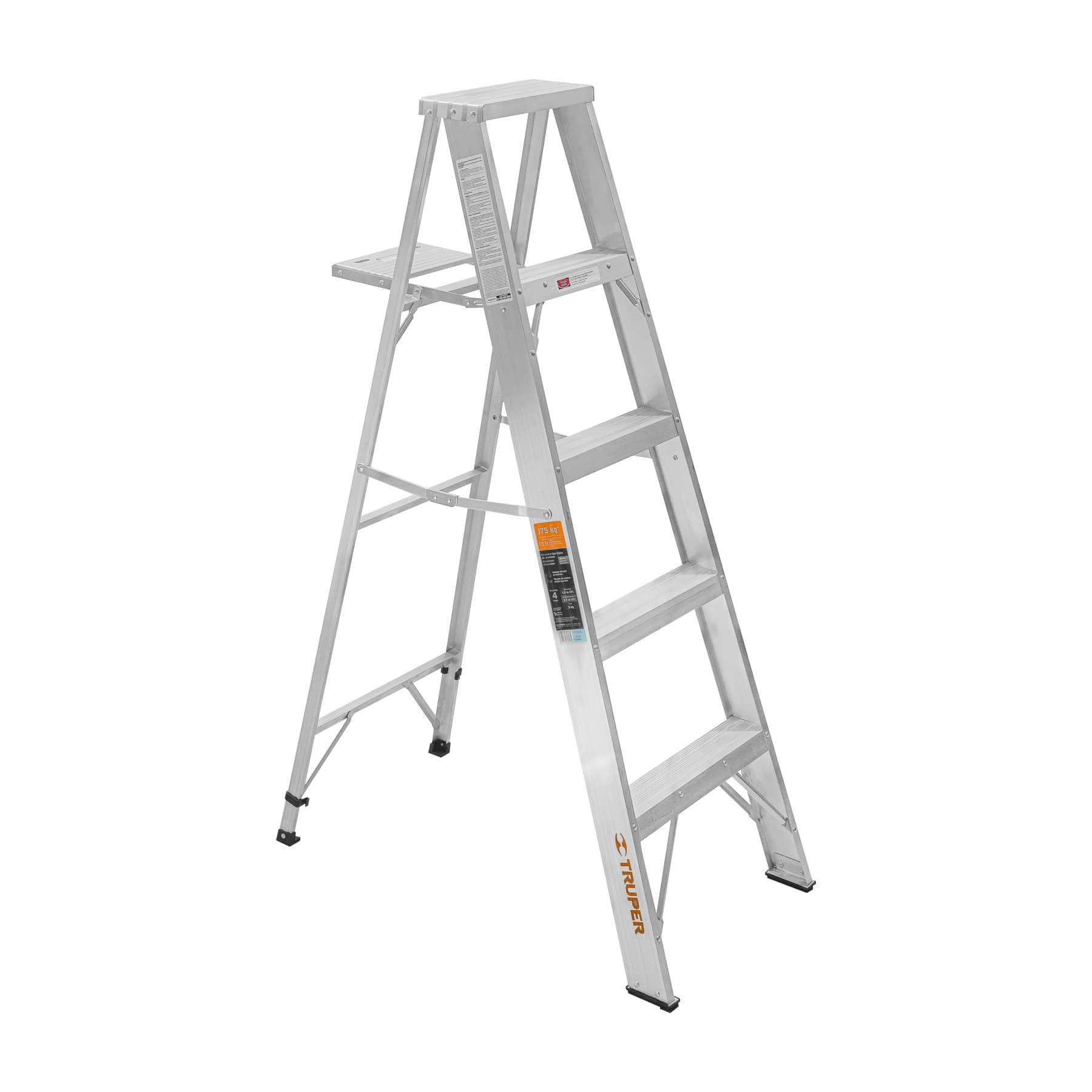 Escalera Tipo Tijera 100% Aluminio Tipo II Truper 4 Peldaños con Bandeja