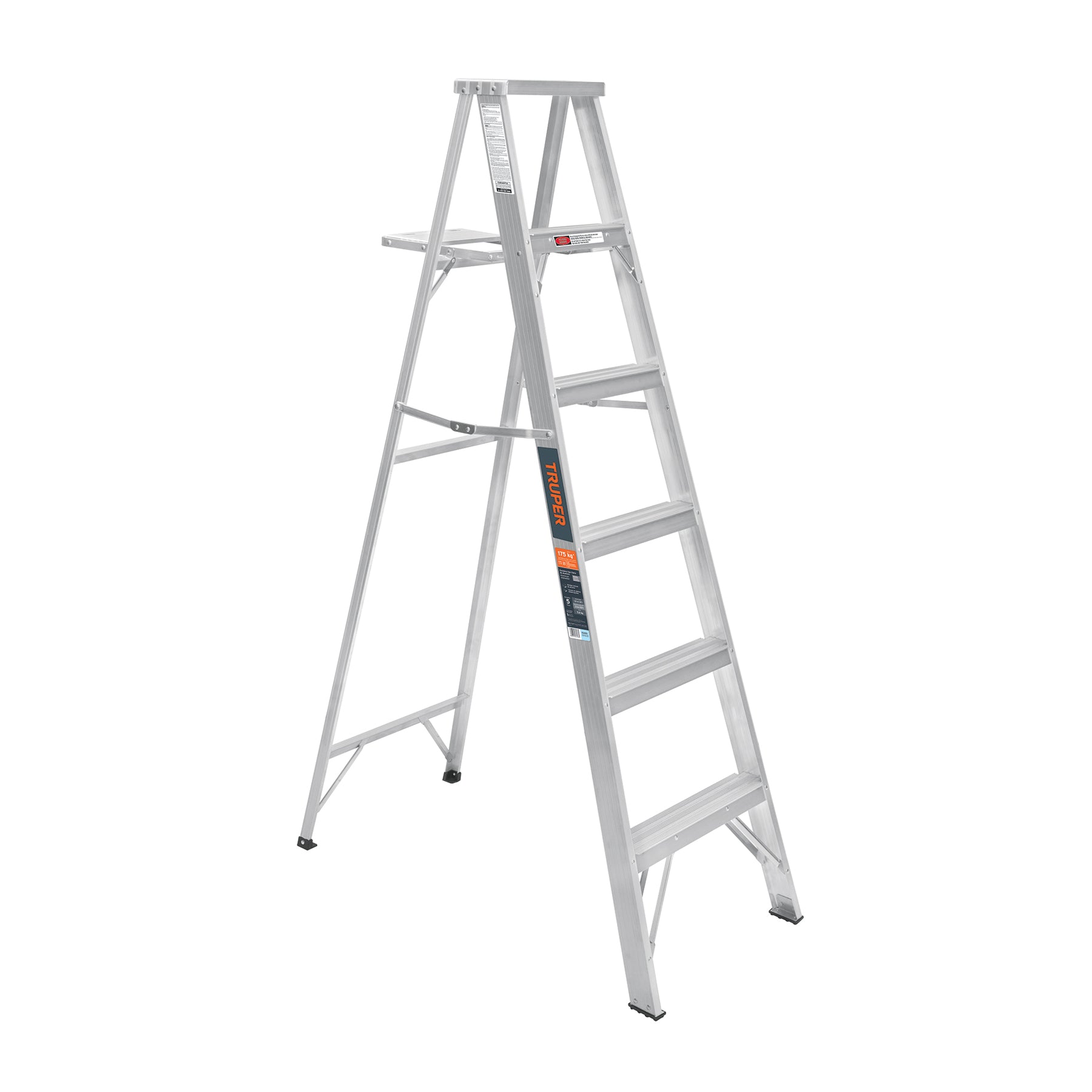Escalera Tijera 100% Aluminio Tipo II Truper 5 Peldaños con Bandeja Truper