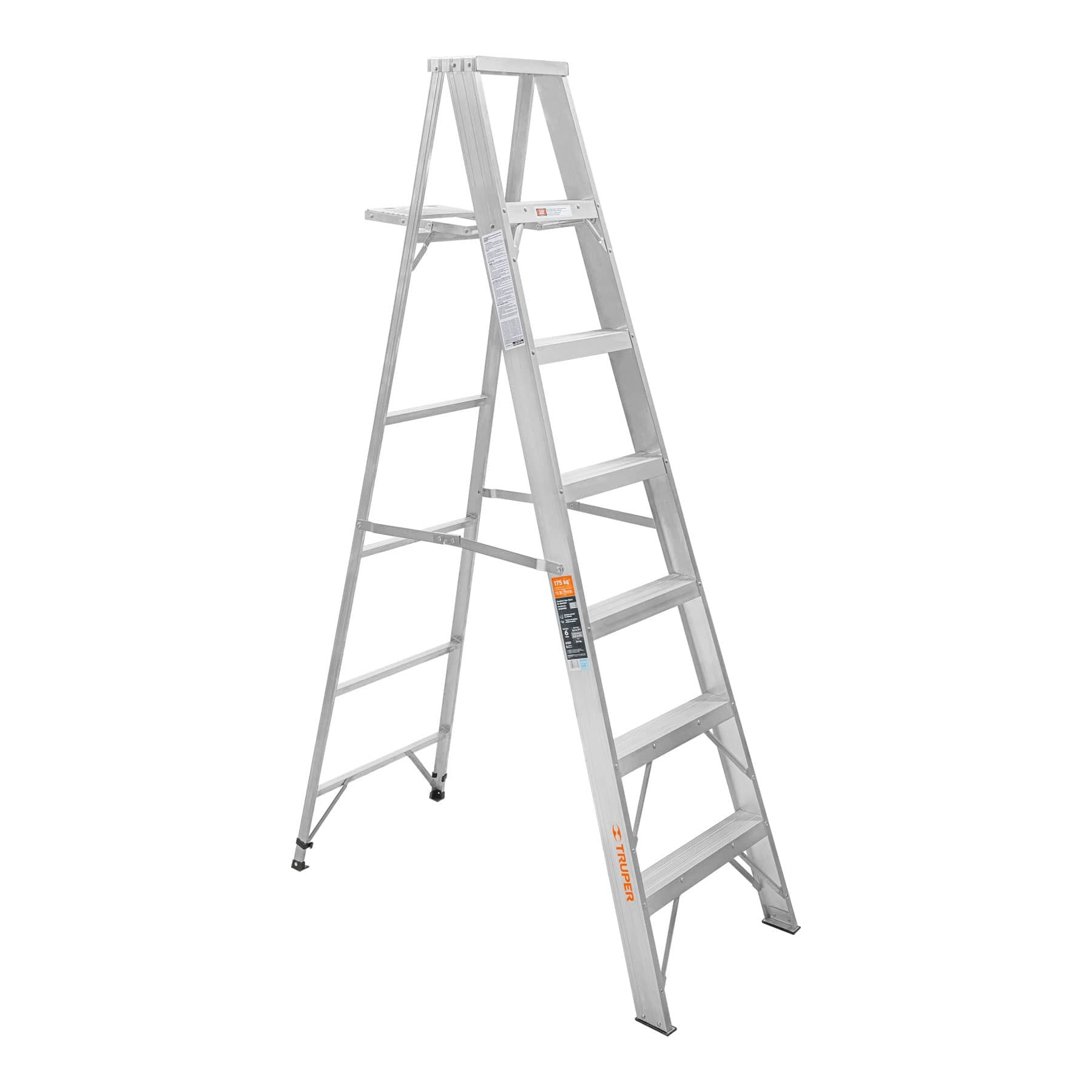 Escalera Tipo Tijera 100% Aluminio Tipo II Truper 6 Peldaños con Bandeja
