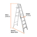 Escalera Tipo Tijera 100% Aluminio Tipo II Truper 7 Peldaños con Bandeja