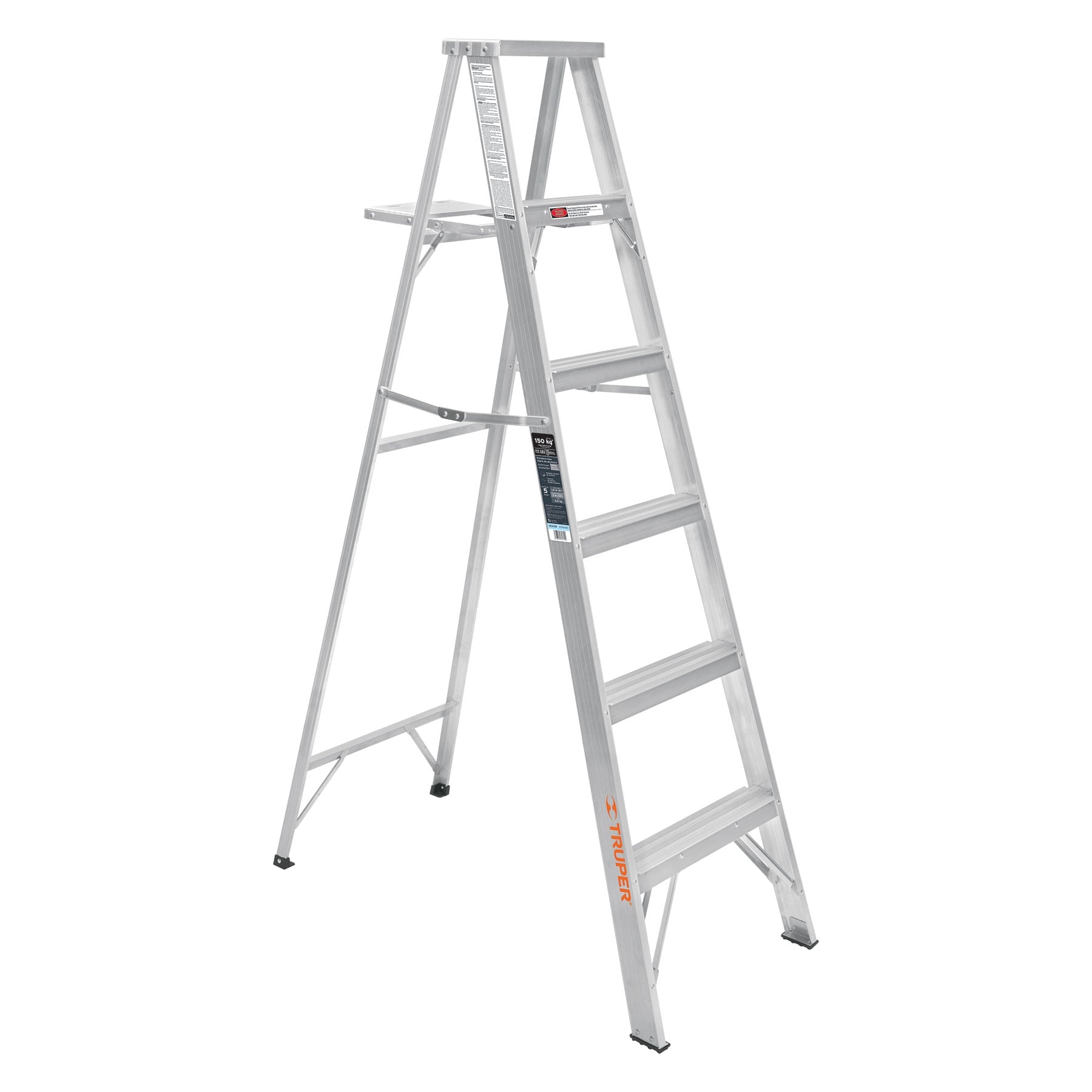 Escalera Tipo Tijera 100% Aluminio Tipo III Truper 5 Peldaños con Bandeja