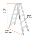 Escalera Tipo Tijera 100% Aluminio Dobles Tipo II Truper 4 Peldaños