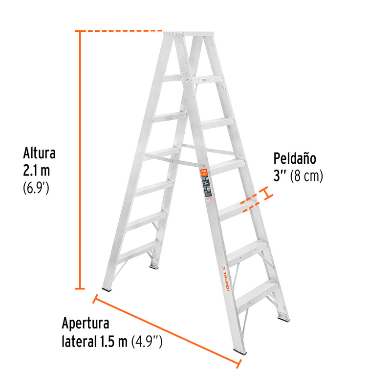 Escalera Tipo Tijera 100% Aluminio Dobles Tipo II Truper 6 Peldaños