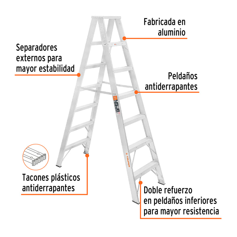 Escalera Tipo Tijera 100% Aluminio Dobles Tipo II Truper 6 Peldaños