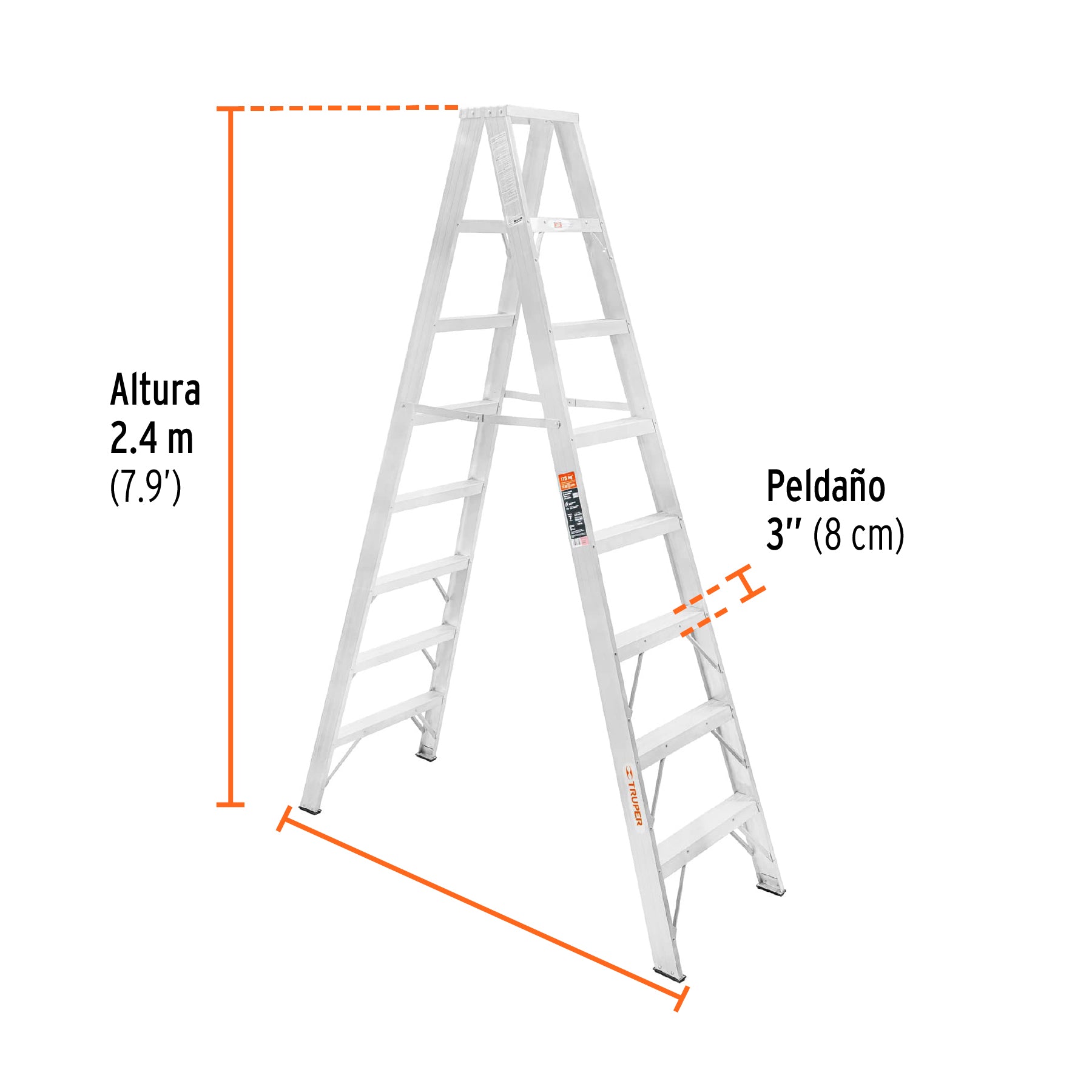 Escalera Tipo Tijera 100% Aluminio Dobles Tipo II Truper 7 Peldaños