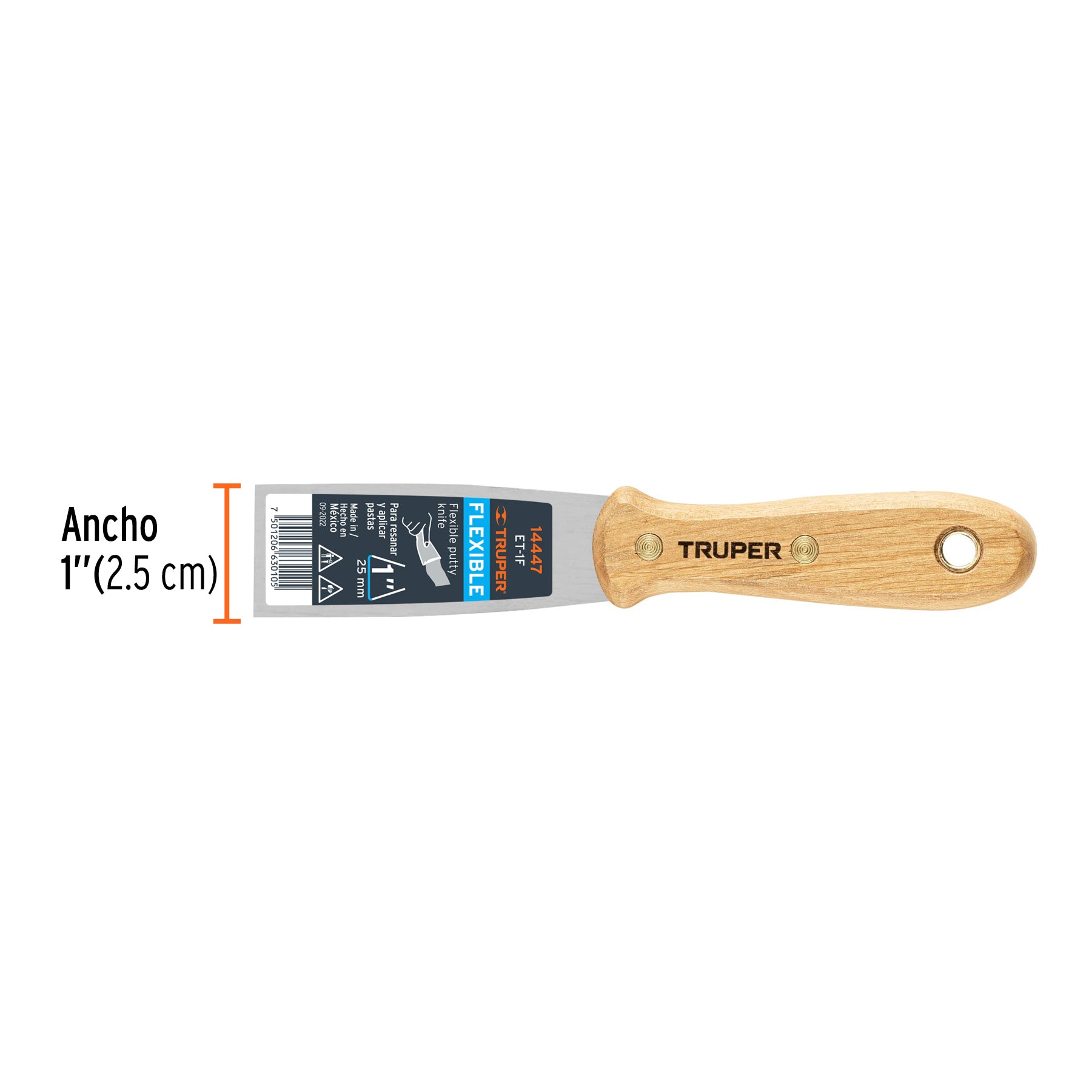 Espatula Flexible Mango de Madera Truper 1"