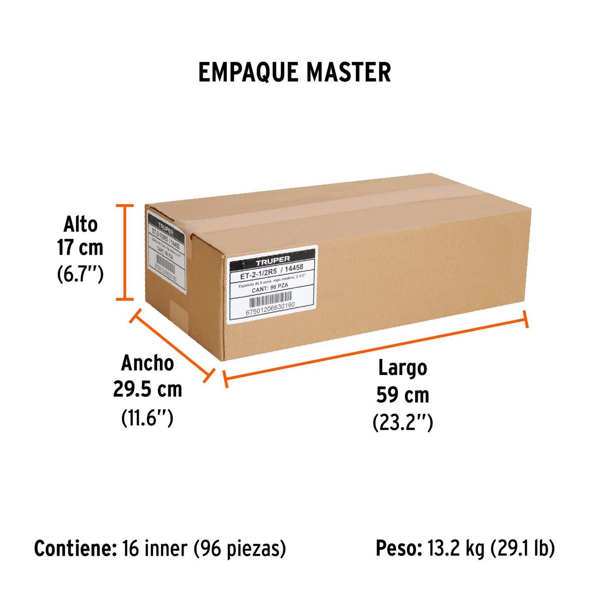 Espatula de 5 Usos Mango de Madera Truper 2"3/8