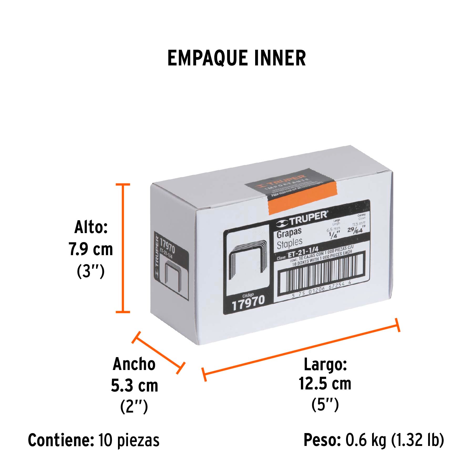 Grapas para Engrapadora Manual T-21 de 1/4" Truper