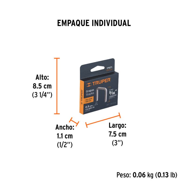 Grapas para Engrapadora Manual T-21 de 5/16" Truper