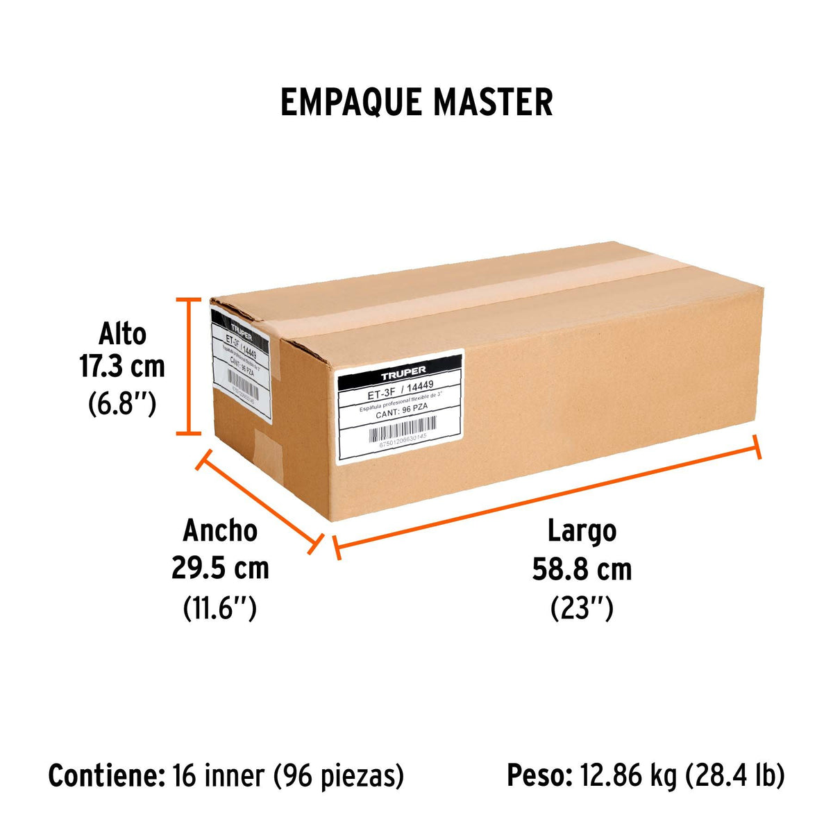 Espatula Flexible Mango Madera Truper 3"