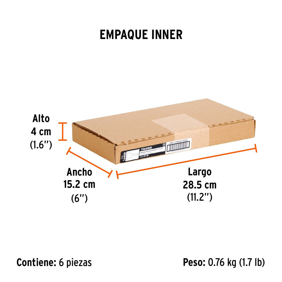 Espatula Flexible Mango Madera Truper 4"